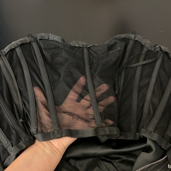 D&G Grey Pinstripe Gabardine Draped Detail Strapless Mini Dress size S-XS - Picture 7 of 16